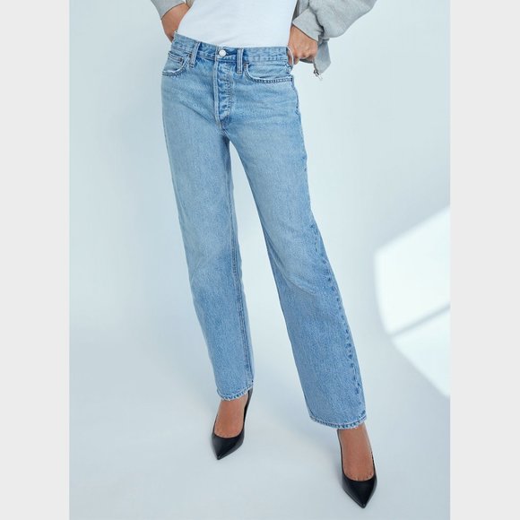 Aritzia DENIM FORUM The Joni High Rise Loose 29L in Picture This Bleu - Picture 3 of 8